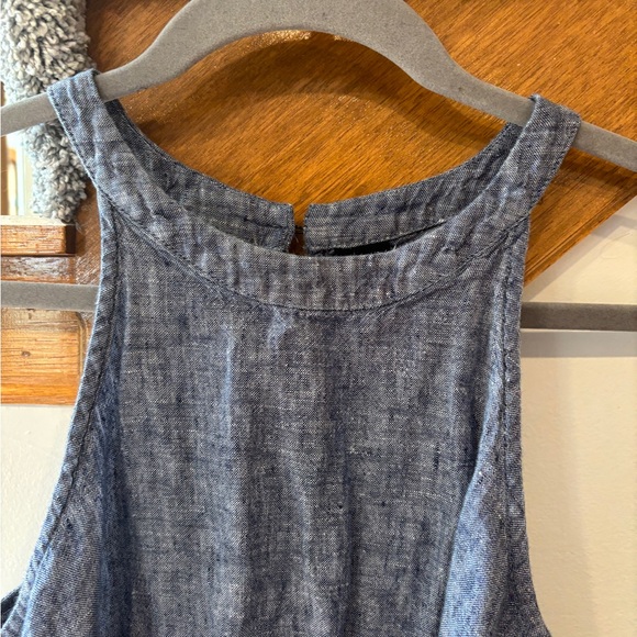 Tahari Blue Sleeveless Linen Dress W Keyhole Back - Women’s Medium - Picture 3 of 6